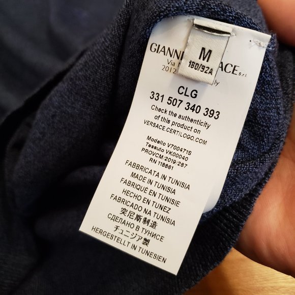 Versace Collection Blue Logo Crewneck Wool Sweater - Picture 4 of 6